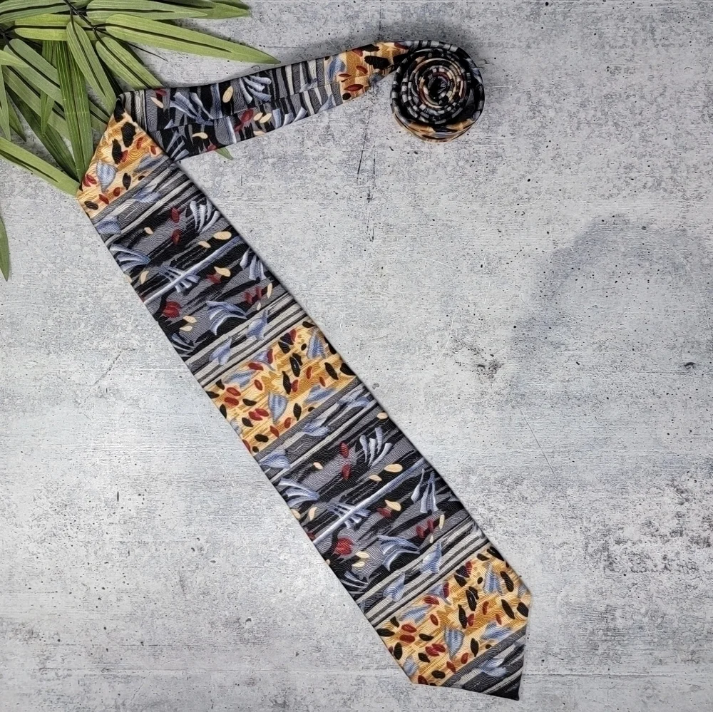 J. Garcia Multicolor Abstract Print Silk Tie